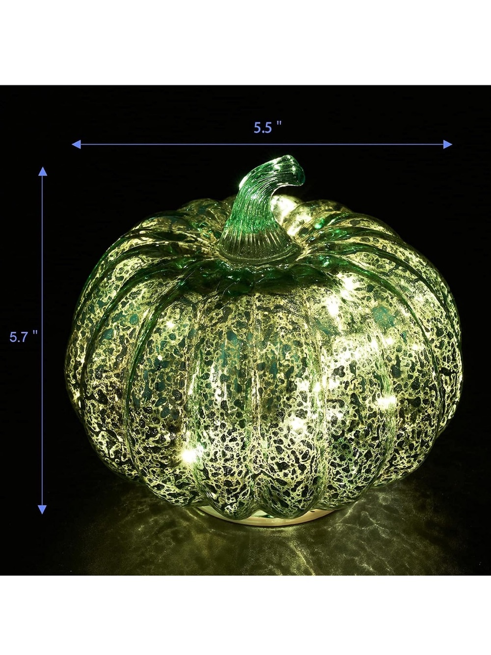 Mercury Glass Light-Up Pumpkin – 5.5” - Picture 2 of 4